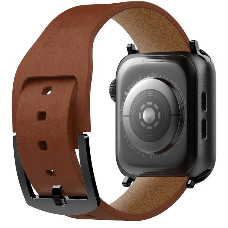 Green Lion Stylin Leather Watch Strap Band for Apple Watch 42/44mm, Metal Buckle Lock, Water & Sweat Resistant, 360° Twist, Breathable & Comfortable, Skin-Friendly - Brown