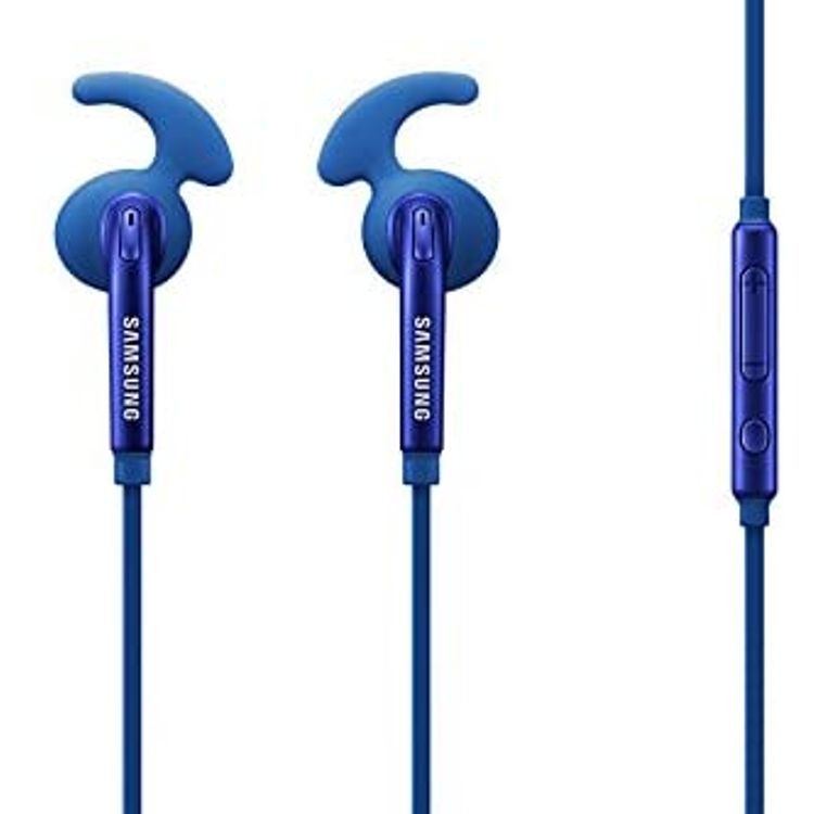 Samsung Hybrid In-ear Fit Earphones with Microphone, ( Ear Tip & Ear Wing Tip ) Wired Headset with High-quality Sound, 3.5mm Headphone Connector, 1.2m Cable - Blue