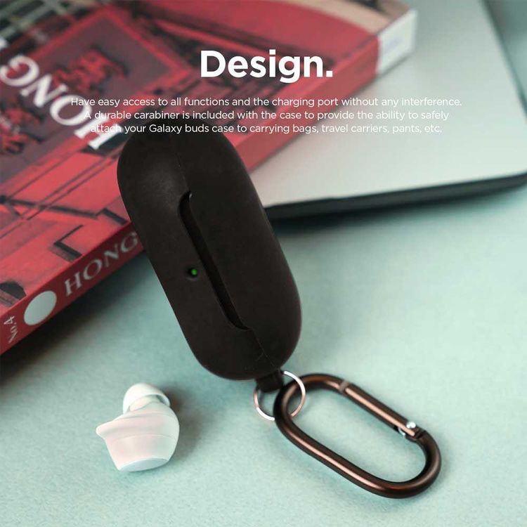 Elago Galaxy Buds Silicone Hang Case, Full Protection, Supports Wireless Charging, Anti-Slip Gel Pad, Durable Carabiner, Shockproof