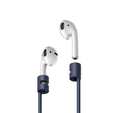 Elago Silicone Strap For Apple Airpods 1/2 Generation, keeping AirPods close by during outdoor activities, Easy Cable To Store - Jean Indigo