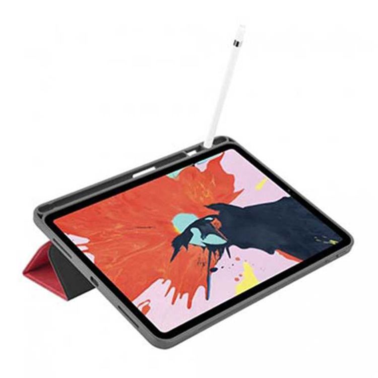 Comma Leather Case with Pencil Slot for Apple iPad Pro 11" (2020), Shock & Scratch Resistant, Shock & Drop Protection, Camera Protection, Easy Access to All Ports - Red