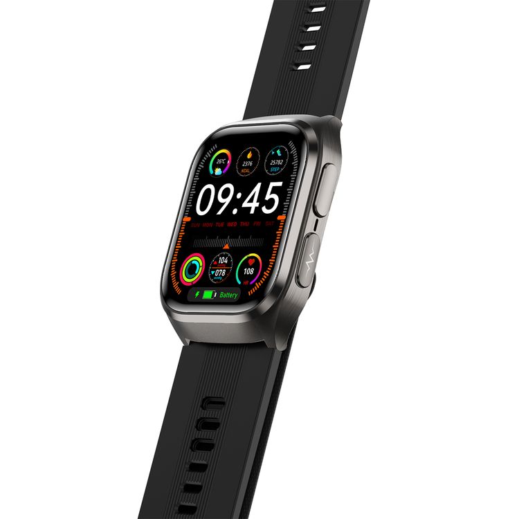 Green Lion Sense ECG Smart Watch with 12 Days Working Time, Soft TPU Medical Airbag, High-Precision Sensor, Oscillometric Blood Pressure, AMOLED 2.06" Display, Real-Time Notifications, Hands-Free Calls, Bluetooth Version 5.3, Voice Assistant, 530mAh Battery Capacity - Black