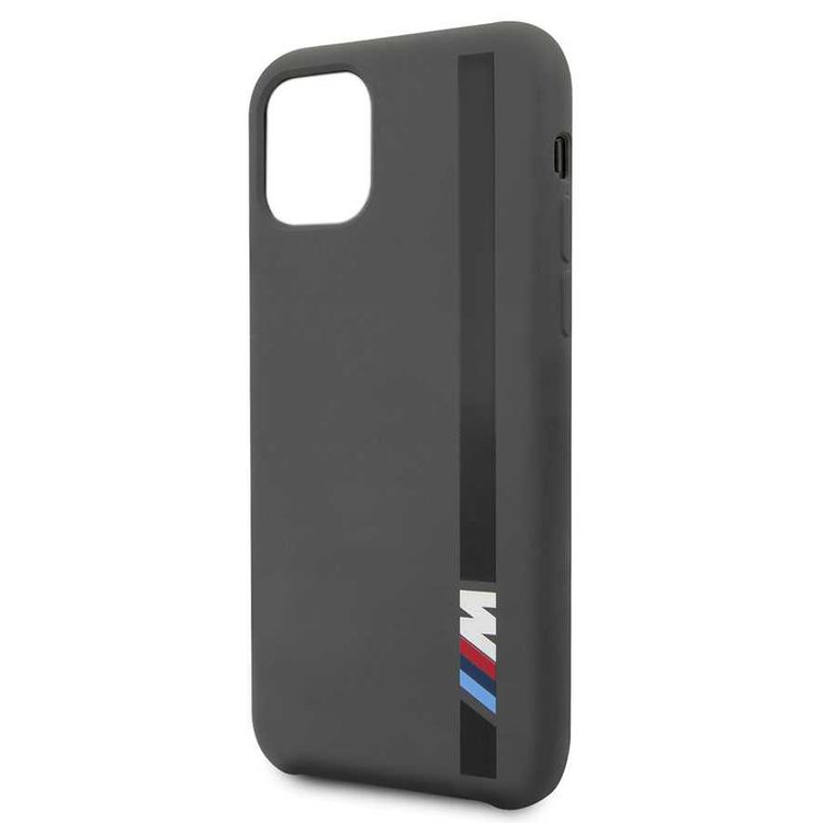CG Mobile BMW Tone-on-Tone Stripe Silicone Hard Case for iPhone 11 Pro Max (6.5") Shock Resistant, with Wireless Chargers Officially Licensed - Dark Gray