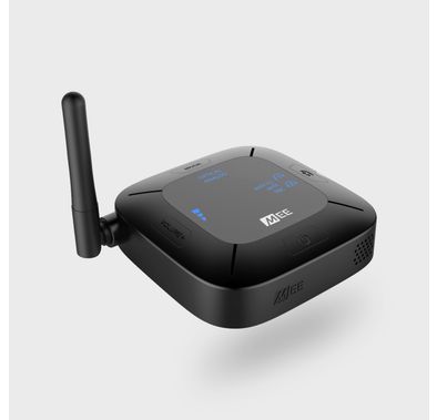 MEE audio - Connect Hub, Bluetooth Audio Transmitter and Receiver, Dual Bluetooth Connection, Conect Two Devices Simaltaneously, Long Range up to 30m, Easy - Voice Assisted Set-Up with aptX LL/HD (Black)