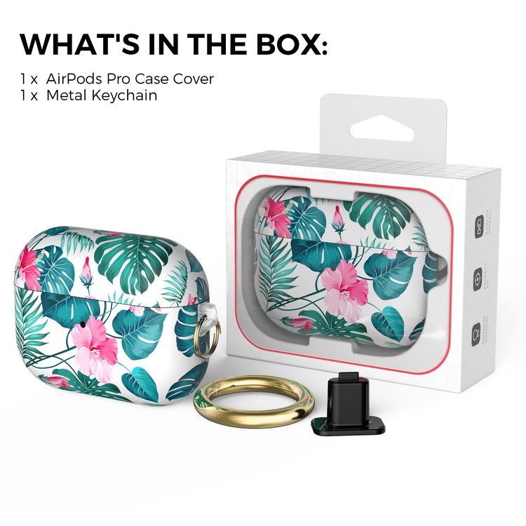 AhaStyle Premium TPU Rugged Hard Shell Design Case with Anti-Lost Ring Compatible for AirPods Pro, Scratch Resistant, Shock Absorption, Drop Protection, & Dustproof Protective Hard Shell Cover Suitable with Wireless Charging - Orchid - AirPods Pro