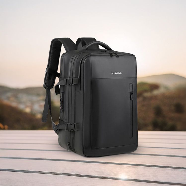 Porodo Vacuum Carry-On Backpack, Polyester Material, Zipper Closure, Splash Resistance, Spacious Storage Design - Black