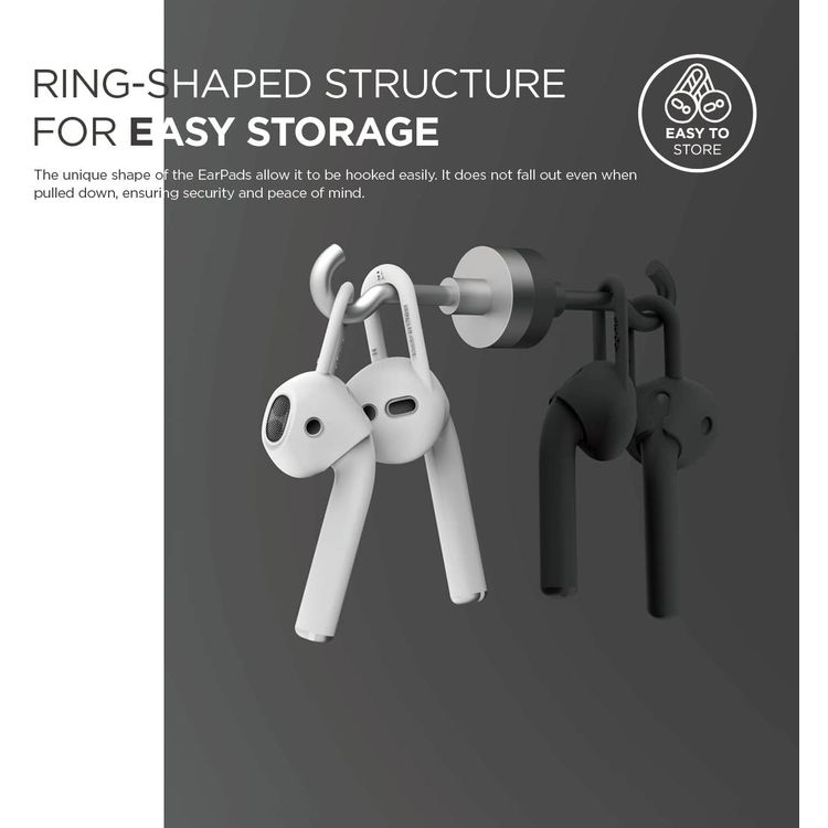 إيلاجو وسادة أذن من السيليكون لأجهزة ابل ايربودز من الجيل 1/2 ، حجمان ، سيليكون ممتاز ، تحافظ على أمانها وثباتها ، أسود