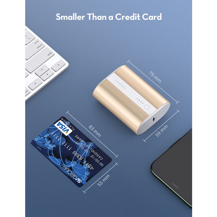 RAVPower 2-Port PD Pioneer Mini Power Bank 10000mAh 18W Fast Charging, Pocket Size Portable Charger Design, USB-C Universal Port, Anti-Scratch Metal Casing