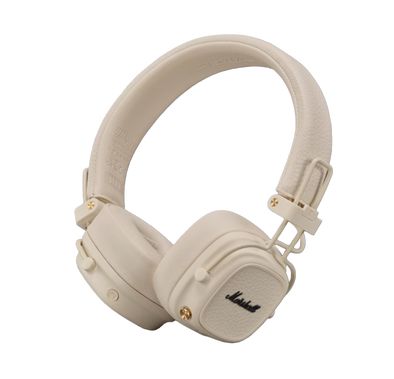 Marshall Major V Wireless On-Ear Headphones with Rugged & Foldable Design, Wireless Charging, 3 Hours Charging Time, Customizable M-Button, Bluetooth 5.3,Up to 100 Hours Play Time - Cream 