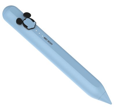 قلم تأثيري نشط للأطفال من Green Lion بلون أزرق مع مؤشر لمستوى البطارية، منفذ شحن USB-C، يصل وقت الاستخدام إلى 8 ساعات، حساسية ميل متقدمة، رفض راحة اليد، بطارية 100mAh، وظيفة إيقاف التشغيل التلقائي.