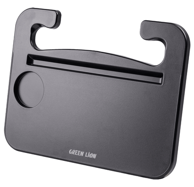Green Lion Multi-Functional Steering Wheel Tray, 2kg Weight Capacity, Compatible with Circular Steering Wheels (35-42mm), Dual-Mount Design, Gap Storage Box, Easy Cleaning & Installation, Stable Dining Tray, Laptop Workstation, Tablet Slot & Cup Holder – Black