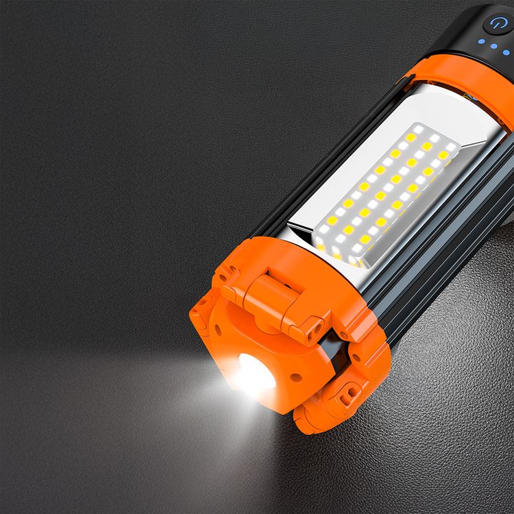 Porodo 9000mAh Work Lantern with Multi-Mode LED Light, Durable ABS Body Material, Tripod Base, Hanging Hook, USB-C Charging Port, Warm Reading Mode, Top Spotlight Beam, Up to 19 Hours Working Time, IP44 Water Resistance Level  - Orange