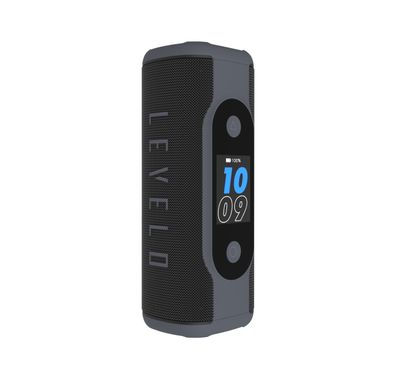 Levelo BassBeat Portable Speaker with 2.4" Touch Display, Up to 12 Hours Play Time, Bluetooth Version 5.4, 8000mAh Battery, Alarm, Clock & Calendar Functions, Water & Dust Resistant, Built-in FM Radio - Black