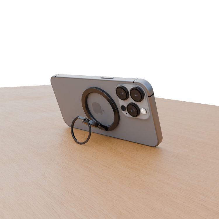 Levelo SpinGrip Magnetic Phone Grip Holder with Built-in Spinner, Full Rotation, Non-Slip Surface, N52 Magnet Type - Black 