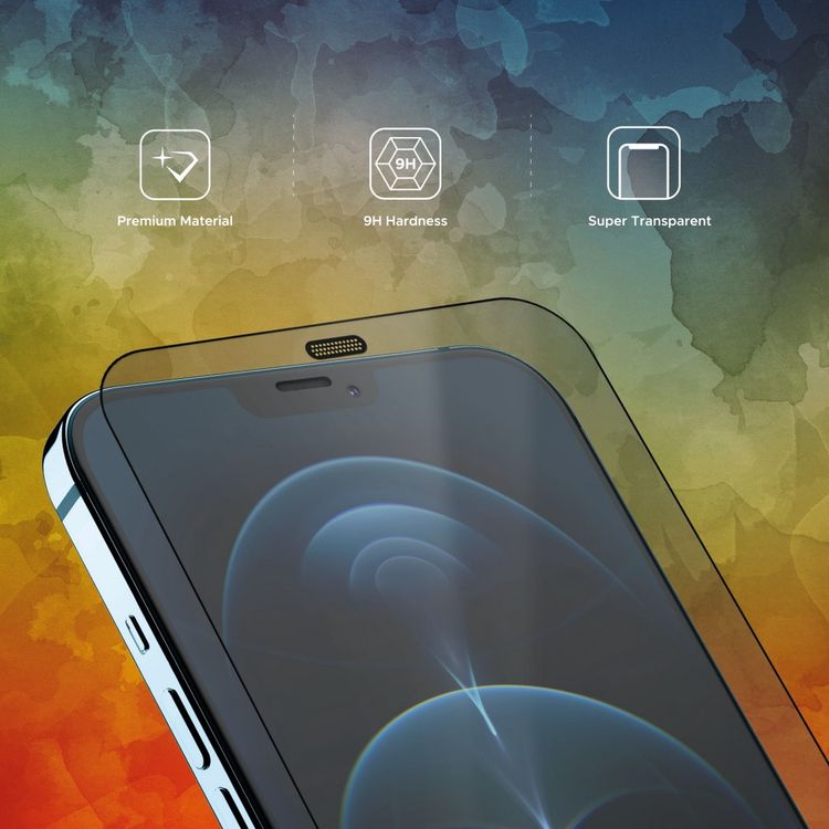 Liberty Guard Matte Full Cover Rounded Edge Screen Protector for iPhone 12 Pro Max with Dust Filter, Anti Shock & Anti Impact - Black