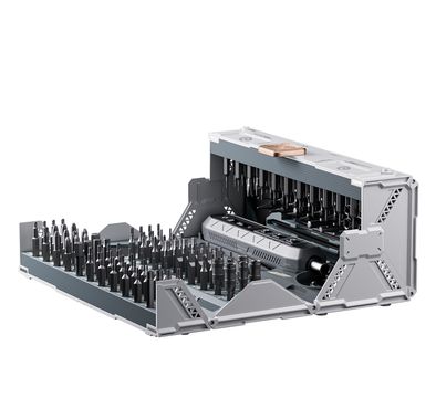 مجموعة مفكات كهربائية متعددة الاستخدامات من Powerology تحتوي على 162 رأس، مصنعة من فولاذ S2 عالي الجودة، مراقبة ذكية للبطارية بوجود إضاءة LED، 3 سرعات، إيقاف تلقائي، مدمجة وقابلة للحمل - باللون الأسود.