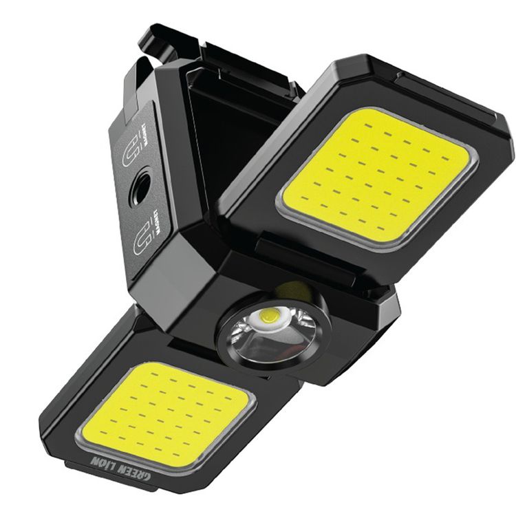 Green Lion Keychain Light with 5 Light Modes, 800mAh Battery, 550 Lumens Brightness, USB-C Charging Port, Up to 7 Hours Working Time, Magnetic Attachment, Foldable Design, 10W Power, Double-Sided - Black