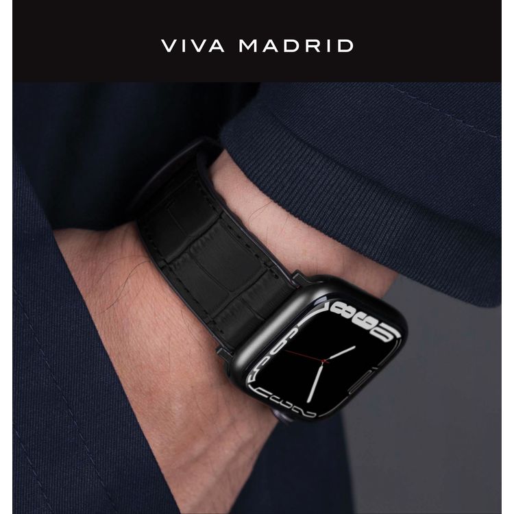 Watch Strap Viva Madrid Crox Leather Apple Watch Strap 45/44/42mm - Black