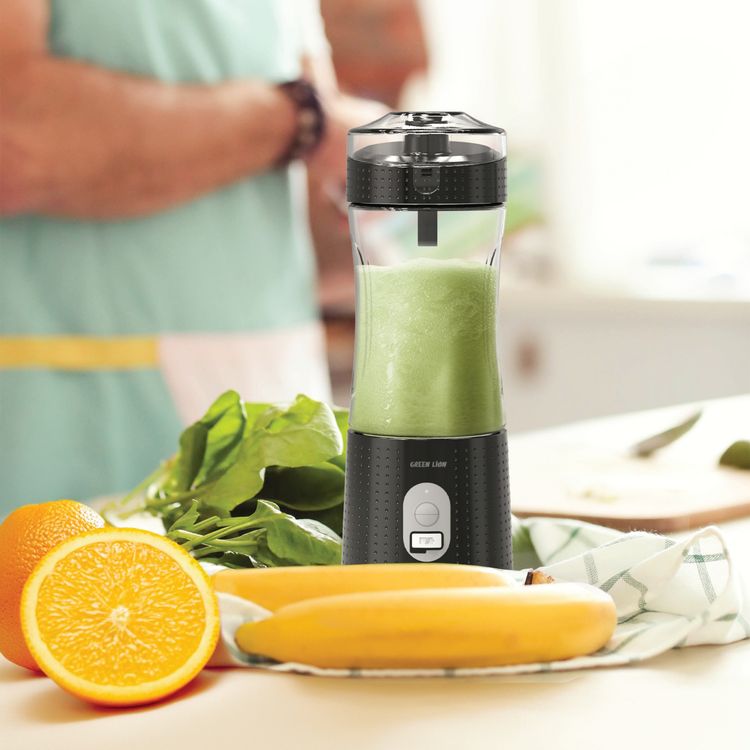 Green Lion Blend Mate Portable Juicer with 6 High-Powered Blades, BPA Free, Self Cleaning, PCTG Food Grade, 380mL Bottle Capacity, 1800 RPM Motor Speed - Black