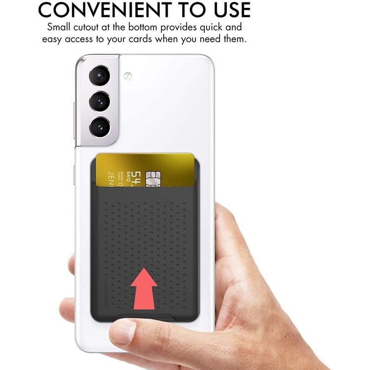 AhaStyle Silicone Card Holder for Smartphone, Phone Back Slot Silicone Wallet Pouch Card ID & Credit Card, Slim Card Holder with iPhone/Android/Samsung Galaxy Black