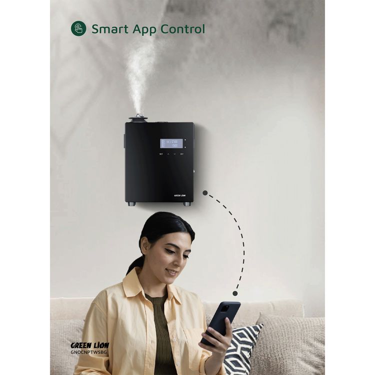 Green Lion Smart Scent Pro Fragrance Diffuser with Fragrance Bottle, Smart App Control, Quiet Operation, 5 Timer Settings, HVAC Connect, Aromatherapy, Wall-Mount, Security Lock - Black 