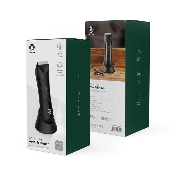 Green Lion Sensitive Area Trimmer with 90-Minutes Working Time, LED Display, 600mAh Battery Capacity, Water-Resistant, Ceramic Blades, 2 Hours Charging Time - Black 