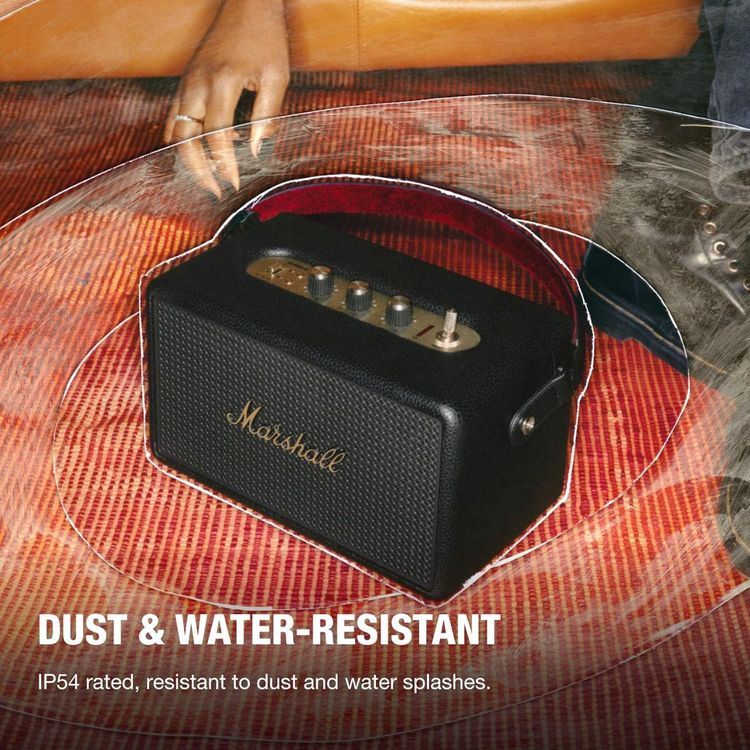 Marshall Kilburn III Portable Wireless Speaker with 50+ Hours Playtime, Stereo Sound, 3.5mm AUX & Auracast Connectivity, Bluetooth Version 5.3, IP54 Water Resistance Level - Black / Brass