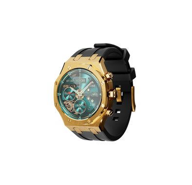 Porodo Cristallo AP Smart Watch 49mm with 1.43" AMOLED Display, 466x466p Resolution, 260mAh Lithium Polymer Battery, Bluetooth V3.0, V5.0, IP68, 128MB Flash Memory, 7-15 Days Working Time - Gold