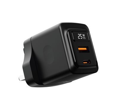 Porodo GaN Wall Charger with USB-A & USB-C Ports, 25W Pow...