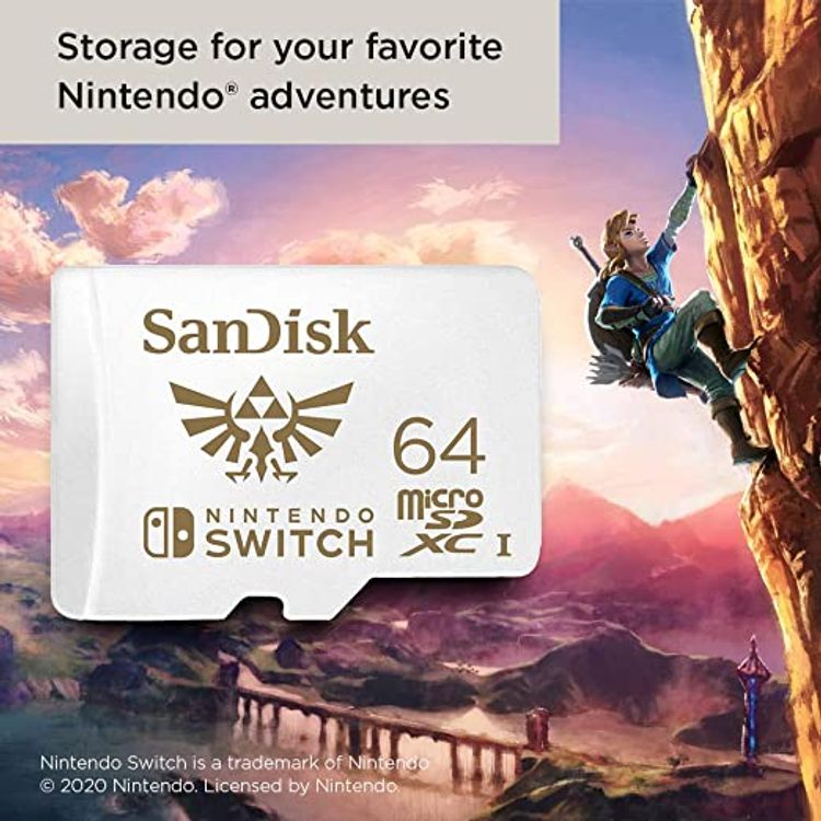 SanDisk 64GB MicroSDXC UHS-I Memory Card for Nintendo Switch - SDSQXAT-064G-GNCZN, White