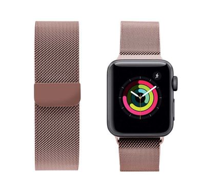 iGuard by Porodo Metal Mesh Band for Smart Watch, Fit & Comfortable Replacement Wrist Band, Adjustable Straps Compatible for Apple Watch 40mm / 38mm - Pink