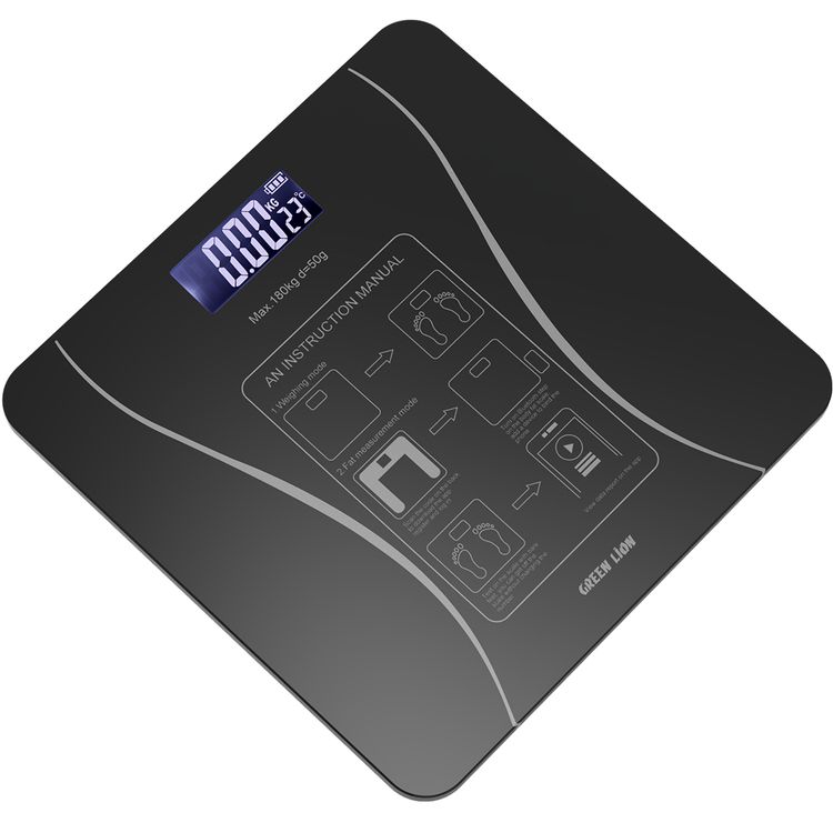 Green Lion Smart Body Scale Lite with 16 Health Metrics, 5-180kg Capacity, 50g Division, LCD Digital Display with 5 Digits, Up to 8 Users Supported, Bluetooth Version 5.0 & App Control - Black