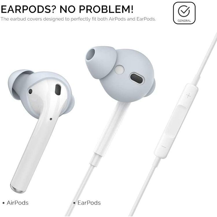 غطاء سيليكون AhaStyle لـ Airpods (3 أزواج كبيرة) - أزرق فاتح