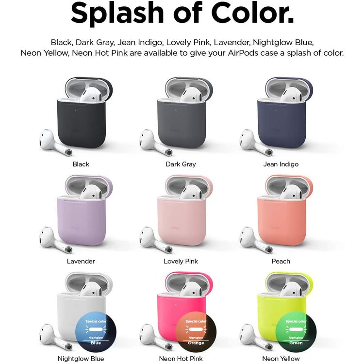 Elago Basic Skinny Case Compatible for Apple AirPods 1&2 Generation, Upgraded Premium Silicone, Front LED Visible, Scratch Resistant, Drop Resistant, Dustproof and Absorbing