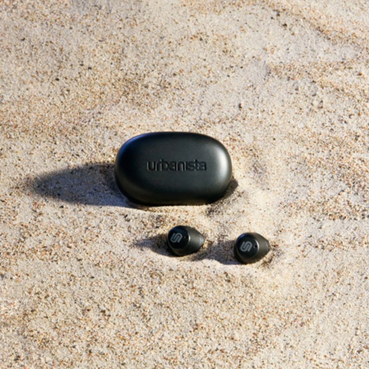 Urbanista Lisbon True Wireless Earbuds, Touch Controls, Compact Size, Siri and Google Voice Assistant, Up to 27 Hours Playtime, 2 Bluetooth Class, ≤10 m Bluetooth Range - Midnight Black