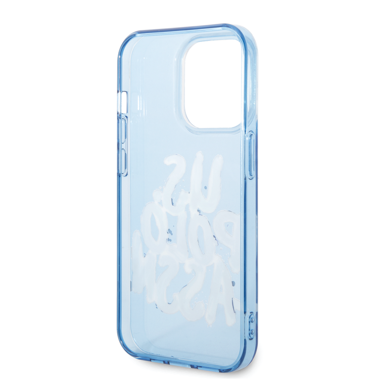 USPA PC/TPU Tranparent Case With Graffiti Logo For iPhone 14 Pro - Blue
