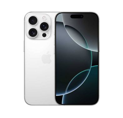 آبل آيفون 16 برو بسعة 512 جيجابايت، حجم شاشة 6.3 بوصة، نوع موصل USB-C، وحدة معالجة مركزية 6 نوى، وحدة معالجة رسومية 6 نوى، تقنية شبكة 5G، مقاوم للرذاذ والماء والغبار، نسخة الشرق الأوسط - باللون الأبيض التيتانيوم.