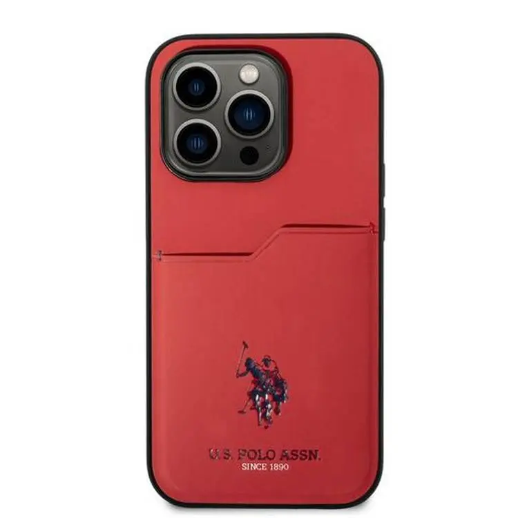 U.S.Polo Assn. PU Card Slot DH Hard Case  - Red - iPhone 15 Pro Max