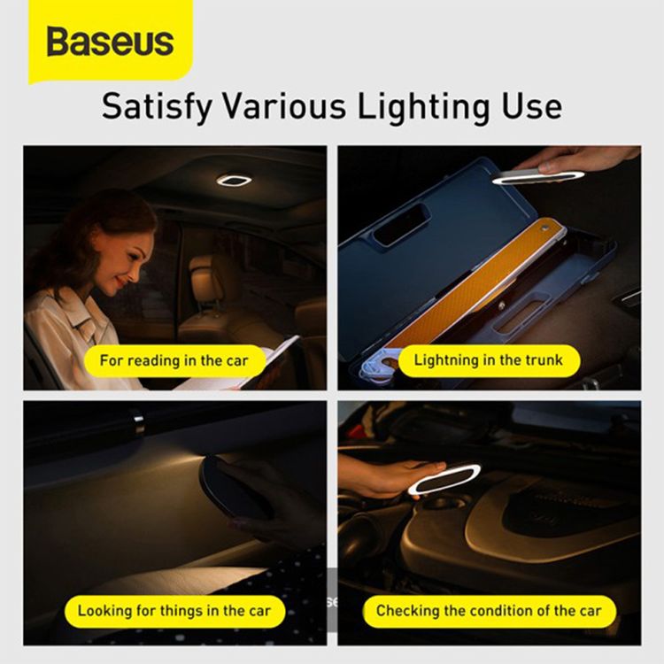 Baseus Car Interior LED Light with Touch control, Wireless & Portable, Built-in Battery, Magnetic & Adhesive Attachment Type - Black