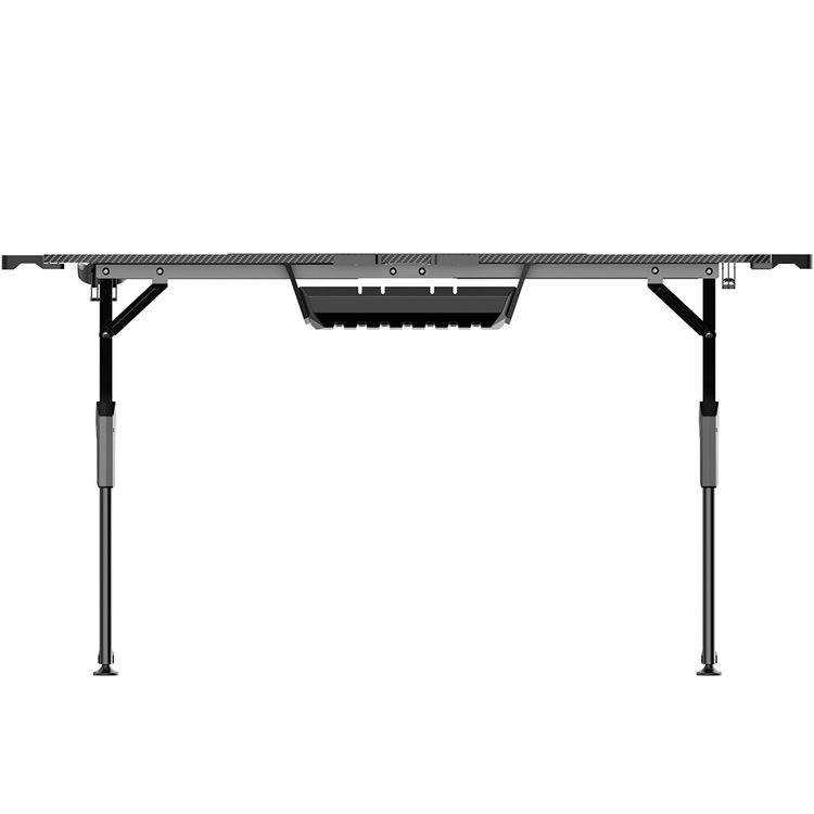 Porodo Gaming E-Sports Gaming Desk with Rubber Mousepad, Built-in Headphone Mount, Cup Holder & Cable Management Box, RGB Lighting Panel, Large Surface - Black