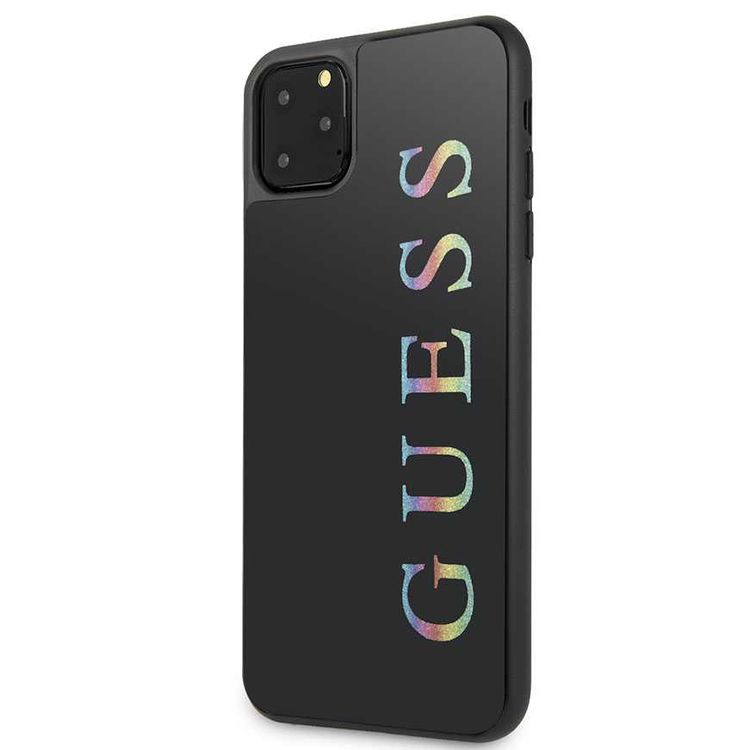 CG MOBILE Guess Multicolor Logo PC/TPU Glitter Case Compatible with iPhone 11 Pro, Soft TPU, Falls & External Impact Protection, Scratch Resistant, Officially Licensed - Black
