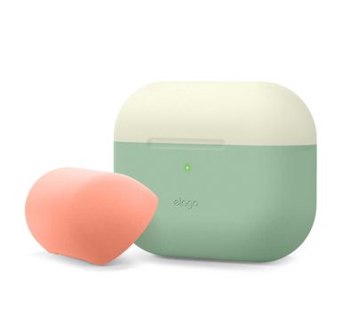 Elago Duo Case for Apple Airpods Pro - Top-Classic White / Peach, Bottom-Pastel Green