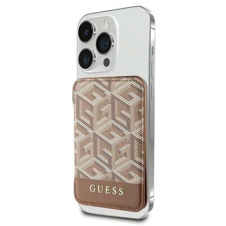 Guess Wallet Cardslot Stand Gcube Stripe Magsafe - Brown