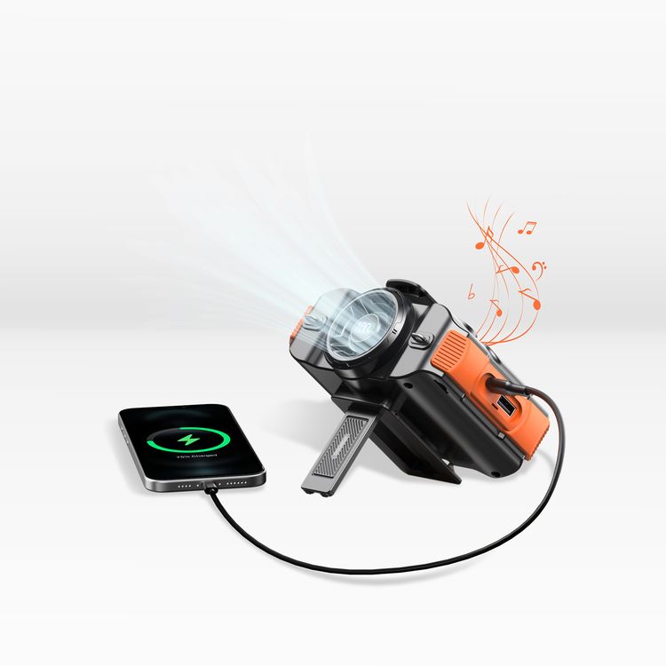 Porodo Lifestyle 800mAh Bluetooth Waist Fan with LED Headlight Function, Bluetooth Music Streaming, Adjustable Cooling Breeze, Comfortable Lanyard, 8000mAh Battery Capacity - Black