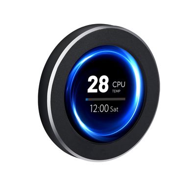 Porodo Gaming PC Health Monitor with USB 9-Pin Plug & Play, Built-in 128MB Memory, 2.1" IPS Screen, 1.9W Power, 3M Adhesive, Aluminum Frame, Macro Software - Black