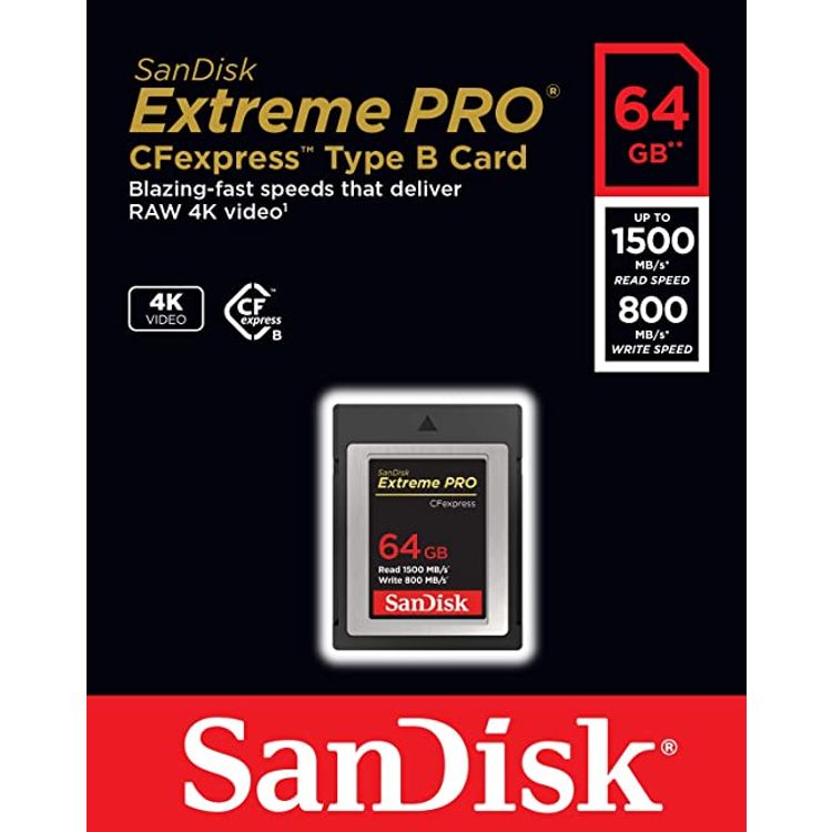 SanDisk 64GB Extreme PRO CFexpress Card Type B - SDCFE-064G-GN4IN