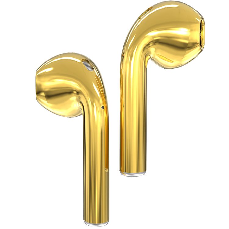 Porodo Soundtec Pure Sound Wireless Earbuds with Wireless Charging Compatibility, Bluetooth Version 5.0, Touch Control, Single-Sided Use Enabled, Optical Sensors - Gold