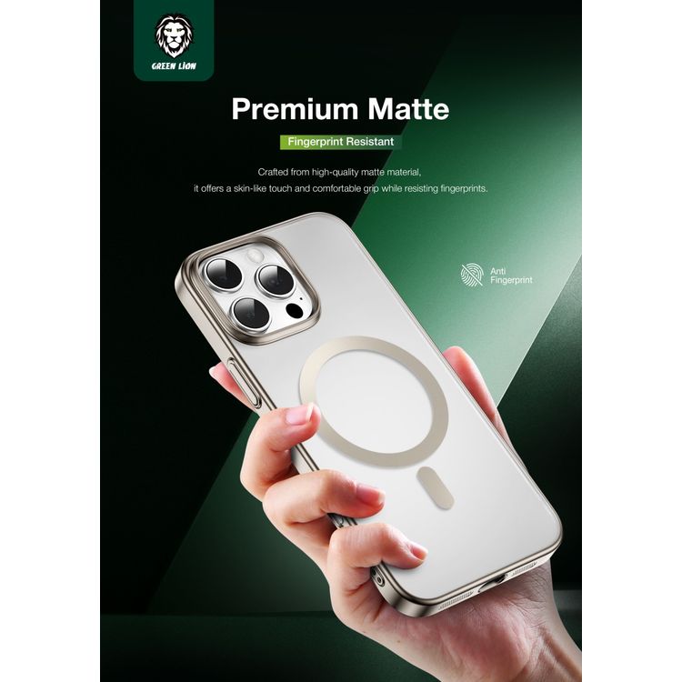 Green Lion Matte Pro Magsafe Case for iPhone 16 Pro, Nano UV Tech , Anti-Scratch Edge, Anti-Fingerprint, Ultra Slim - Titanium