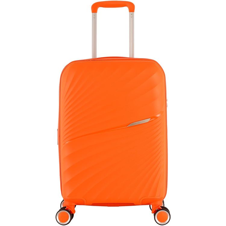 H.T Luggage Bag, Hard Case Polypropylene (PP) Material, Expandable, Telescopic Handle, Scratch Resistant, TSA Lock, Small Case Size - Orange