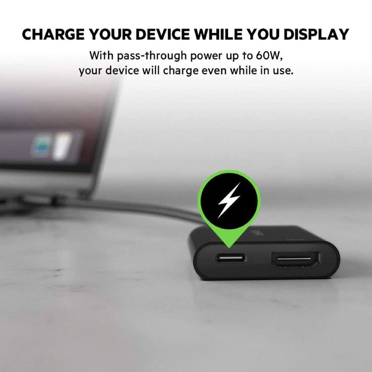 Belkin USB-C to HDMI+ Charge Adapter - Black